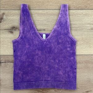 Zenana Outfitters Purple Ribbed Cropped Tank Top